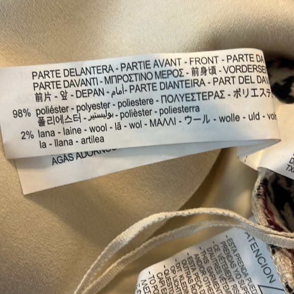 Zara Basic cream red black Houndstooth Faux Suede Camisole Tank Top L preppy - Picture 13 of 14